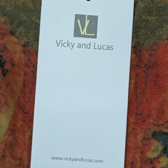 Vicky and Lucas Red with Black and Brown Floral Printed Design 2n1 Coord Set - L - Picture 6 of 8